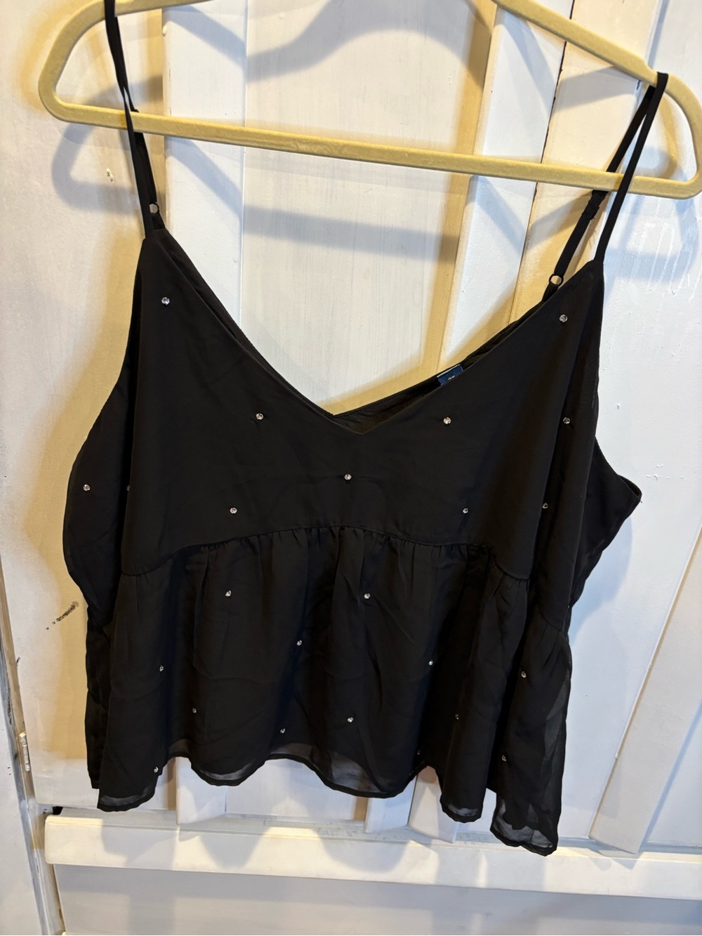 Old Navy Black Spaghetti Strap Beaded V-Neck Tank